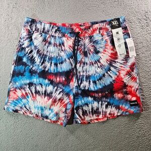 NWT Hurley Board Shorts Swim Trunks Men XXL No‎ Liner Tie Dye Print Blue Red